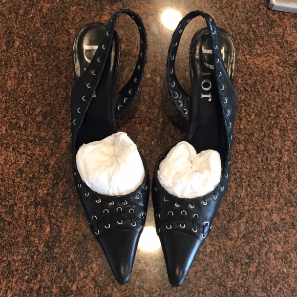 Dior Shoes | Authentic Christian Dior Sling Back Kitten Heels | Poshmark